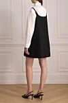Black nylon dress for women Prada - Decoration: metallic logo, plunging neckline, sleeveless, chest patch pocket, waist belt, flared fit. nylon. hidden zipper. Country of manufacture: Italy. Care: specialized cleaning - photo 4