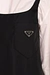 Prada Black nylon dress for women - Decoration: metallic logo, plunging neckline, sleeveless, chest patch pocket, waist belt, flared fit. nylon. hidden zipper. Country of manufacture: Italy. Care: specialized cleaning - photo 5