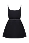 Black nylon dress for women Prada - Decoration: metallic logo, plunging neckline, sleeveless, chest patch pocket, waist belt, flared fit. nylon. hidden zipper. Country of manufacture: Italy. Care: specialized cleaning - photo 6
