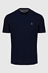 Brunello Cucinelli Men's blue cotton T-shirt with logo - logo print. cotton. Country of manufacture: Italy. Care: specialized cleaning - photo 1