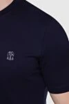 Brunello Cucinelli Men's blue cotton T-shirt with logo - logo print. cotton. Country of manufacture: Italy. Care: specialized cleaning - photo 5