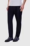 Brunello Cucinelli Men's blue woolen pants - 100% wool. Fastener: tie. Country of manufacture: Italy. Care: specialized cleaning - photo 3