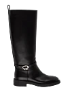 Gianvito Rossi Black leather boots for women - gilded metal details. 100% genuine leather. Sole height: 2 cm. Country of manufacture: Italy. Care: specialized cleaning - photo 1