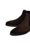 Santoni Brown suede boots for men - 100% suede. Country of manufacture: Italy. Care: specialized cleaning - photo 5