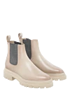 Santoni Beige leather chelsea boots for women - 100% genuine leather. Heel height: 3.5 centimeters. Fastener: elastic insert. Country of manufacture: Italy. Care: specialized cleaning - photo 3