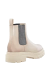 Beige leather chelsea boots for women Santoni - 100% genuine leather. Heel height: 3.5 centimeters. Fastener: elastic insert. Country of manufacture: Italy. Care: specialized cleaning - photo 4