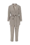 Panicale Beige women's trouser suit - 85% wool, 10% polyester, 5% polyamide. button, belt. two side pockets. Country of manufacture: Italy. Care: specialized cleaning - photo 1