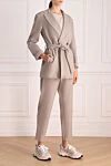 Panicale Beige women's trouser suit - 85% wool, 10% polyester, 5% polyamide. button, belt. two side pockets. Country of manufacture: Italy. Care: specialized cleaning - photo 3