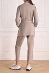 Beige women's trouser suit Panicale - 85% wool, 10% polyester, 5% polyamide. button, belt. two side pockets. Country of manufacture: Italy. Care: specialized cleaning - photo 4