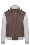 Enrico Mandelli Brown suede and cashmere sheepskin coat for men - hood. contrasting inserts. two front pockets. suede, 96% cashmere, 4% polyamide. zipper with double slider. Country of manufacture: Italy. Care: specialized cleaning - photo 1