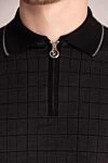 Stefano Ricci Поло мужское черное в клетку - логотип на застежке. шерсть, шелк. молния. Страна производитель: Италия. Уход: специализированная чистка - фото 5