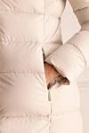 White women's down jacket with fur Moorer - 88% polyamide, 12 polyurethane, fluff. zipper. Country of manufacture: Italy. Care: specialized cleaning - photo 6