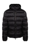 Moorer Black polyamide down jacket for men - Decor: horizontal stitches, hood. Pockets: two side pockets. Insulation: 100% down. Fastening: zipper, buttons. Composition: 100% polyamide. Country of manufacture: Italy. Care: specialized cleaning - photo 1