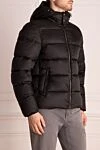 Moorer Black polyamide down jacket for men - Decor: horizontal stitches, hood. Pockets: two side pockets. Insulation: 100% down. Fastening: zipper, buttons. Composition: 100% polyamide. Country of manufacture: Italy. Care: specialized cleaning - photo 3