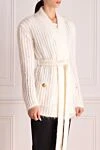 Balmain White cardigan for women - Fastener: belt. textured knitwear, gold-plated buttons. 60% mohair, 19% viscose, 16% polyamide, 5% polyester. Country of manufacture: Italy. Care: specialized cleaning - photo 3