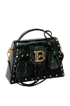 Balmain Women's green leather bag with logo and textured embossing - gold-plated metal details, metal logo, textured embossing. genuine leather. swivel clasp. Country of manufacture: Italy. Care: specialized cleaning - photo 5