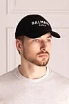 Men's black cotton cap Balmain - logo. 100% cotton. Country of manufacture: Italy. Care: specialized cleaning - photo 2