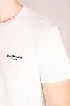 Balmain White cotton T-shirt for men - logo. 100% cotton. Country of manufacture: Italy. Care: specialized cleaning - photo 5