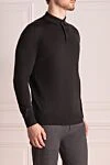 Loro Piana Polo with long sleeves made of wool black for men - Long sleeve. 100% wool. Buttons. Country of manufacture: Italy. Care: specialized cleaning - photo 3