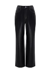 Fleur de Paris Women's leather pants in black with a loose fit - contrasting stitching. five pockets. 100% leather. zipper, button. Country of manufacture: Italy. Care: specialized cleaning - photo 1