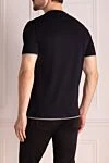 Blue cotton T-shirt for men Brunello Cucinelli - contrasting border on the collar, logo. 100% cotton. Country of manufacture: Italy. Care: specialized cleaning - photo 4