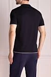 Blue cotton T-shirt for men Brunello Cucinelli - contrasting border on the collar, logo. 100% cotton. Country of manufacture: Italy. Care: specialized cleaning - photo 4