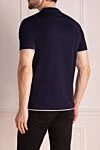 Blue cotton T-shirt for men Brunello Cucinelli - contrasting border on the collar, logo. 100% cotton. Country of manufacture: Italy. Care: specialized cleaning - photo 4
