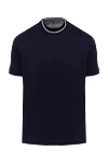 Brunello Cucinelli Blue cotton T-shirt for men - contrasting border on the collar. 100% cotton. Country of manufacture: Italy. Care: specialized cleaning - photo 1