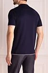 Blue cotton T-shirt for men Brunello Cucinelli - contrasting border on the collar. 100% cotton. Country of manufacture: Italy. Care: specialized cleaning - photo 4