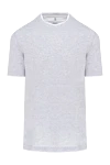 Brunello Cucinelli Gray cotton T-shirt for men - contrasting border on the collar. 100% cotton. Country of manufacture: Italy. Care: specialized cleaning - photo 1
