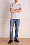 Gray cotton T-shirt for men Brunello Cucinelli - contrasting border on the collar. 100% cotton. Country of manufacture: Italy. Care: specialized cleaning - photo 2