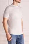 Brunello Cucinelli Gray cotton T-shirt for men - contrasting border on the collar. 100% cotton. Country of manufacture: Italy. Care: specialized cleaning - photo 3