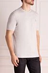 Brunello Cucinelli Gray cotton T-shirt for men - logo, melange. 100% cotton. Country of manufacture: Italy. Care: specialized cleaning - photo 3