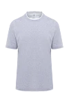 Brunello Cucinelli Gray cotton T-shirt for men - contrasting border on collar and sleeves. 100% cotton. Country of manufacture: Italy. Care: specialized cleaning - photo 1