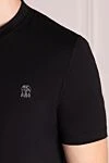 Brunello Cucinelli Black cotton T-shirt for men - logo. 100% cotton. Country of manufacture: Italy. Care: specialized cleaning - photo 5