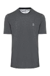 Brunello Cucinelli Gray cotton T-shirt for men - contrasting border on the collar, logo. 100% cotton. Country of manufacture: Italy. Care: specialized cleaning - photo 1