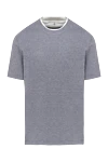 Brunello Cucinelli Gray cotton T-shirt for men - contrasting border on the collar, melange. 100% cotton. Country of manufacture: Italy. Care: specialized cleaning - photo 1
