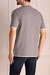 Gray cotton T-shirt for men Brunello Cucinelli - contrasting border on the collar, melange. 100% cotton. Country of manufacture: Italy. Care: specialized cleaning - photo 4