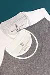 Brunello Cucinelli Gray cotton T-shirt for men - contrasting border on the collar, melange. 100% cotton. Country of manufacture: Italy. Care: specialized cleaning - photo 7