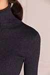 Brunello Cucinelli Golf blue for women - 51% cashmere, 22% silk, 20% polyamide, 7% polyester. Country of manufacture: Italy. Care: specialized cleaning - photo 5