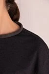 Brunello Cucinelli Блуза из хлопка серая женская - пуговица. короткий рукав. 98% хлопок, 2% эластан. Страна производитель: Италия. Уход: специализированная чистка - фото 5