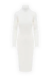 P.A.R.O.S.H. White viscose and polymer dress for women - striped texture, high neck. 82% viscose, 18% polymer. Country of manufacture: Italy. Care: specialized cleaning - photo 1