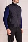 Loro Piana Blue wool and polyamide vest for men - quilted cut. two front pockets. wool, polyamide. zipper. Country of manufacture: Italy. Care: specialized cleaning - photo 3