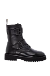 Doucal`s Black leather boots for women - 100% genuine leather. Features: fur trim. zipper. Country of manufacture: Italy. Care: specialized cleaning - photo 1