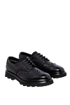 Doucal`s Men's leather shoes with fur, black - perforation. calf leather, genuine leather. Country of manufacture: Italy. Care: specialized cleaning - photo 3