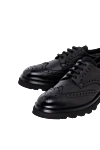 Doucal`s Men's leather shoes with fur, black - perforation. calf leather, genuine leather. Country of manufacture: Italy. Care: specialized cleaning - photo 5