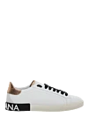 Dolce & Gabbana Women's leather sneakers with black laces and logo in white - Decoration: logo on the tongue, logo on the sole. leather. lacing. Country of manufacture: Italy. Care: specialized cleaning - photo 1