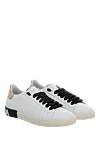 Dolce & Gabbana Women's leather sneakers with black laces and logo in white - Decoration: logo on the tongue, logo on the sole. leather. lacing. Country of manufacture: Italy. Care: specialized cleaning - photo 3