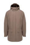 Seraphin Brown nylon and fur jacket for men - Decoration: hood. Fastening: zipper, buttons. Pocket: two side pockets. Composition: nylon, mink fur. Country of manufacture: Italy. Care: specialized cleaning - photo 1