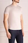 Loro Piana Gray silk and cotton T-shirt for men - 60% silk, 40% cotton. Country of manufacture: Italy. Care: specialized cleaning - photo 3